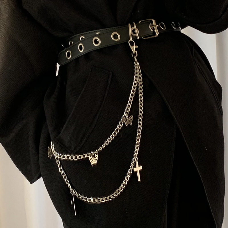 Lanac za struk s dvostrukim krugom, metalni materijal, hip-hop stil, širina 0,5 cm, unisex, mogućnost prilagodbe