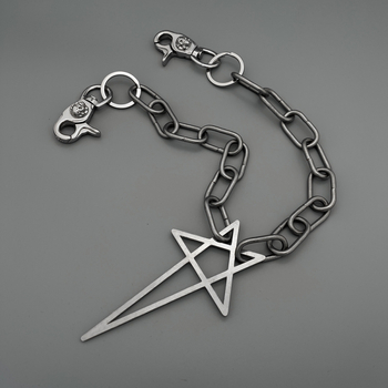 Ζώνη μέσης από τιτάνιο ατσάλι με αλυσίδα πεντάγραμμου, Unisex, στυλ πανκ χιπ-χοπ ντίσκο