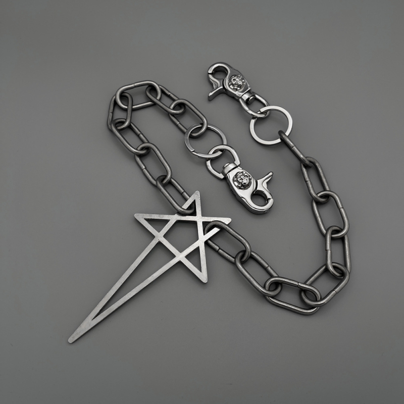 Ζώνη μέσης από τιτάνιο ατσάλι με αλυσίδα πεντάγραμμου, Unisex, στυλ πανκ χιπ-χοπ ντίσκο