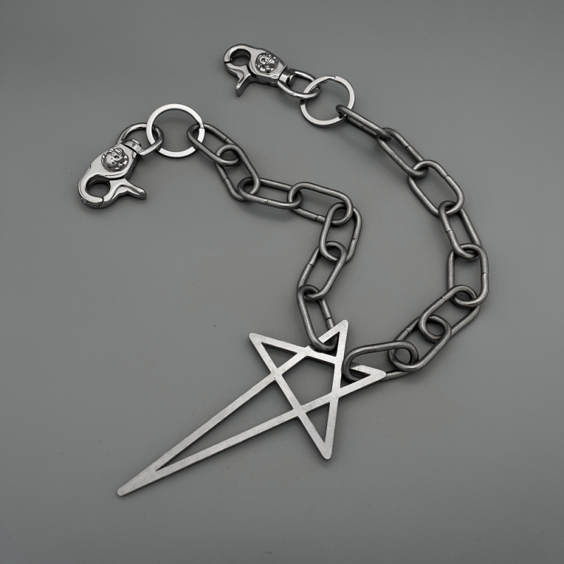 Ζώνη μέσης από τιτάνιο ατσάλι με αλυσίδα πεντάγραμμου, Unisex, στυλ πανκ χιπ-χοπ ντίσκο