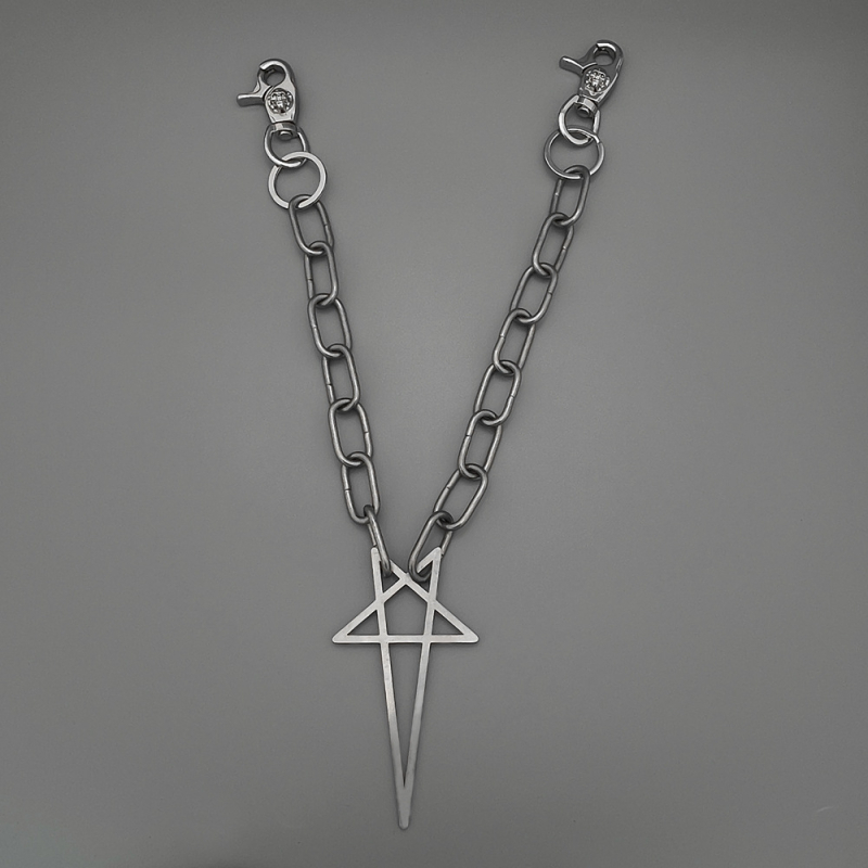 Ζώνη μέσης από τιτάνιο ατσάλι με αλυσίδα πεντάγραμμου, Unisex, στυλ πανκ χιπ-χοπ ντίσκο