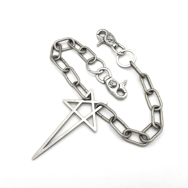 Ζώνη μέσης από τιτάνιο ατσάλι με αλυσίδα πεντάγραμμου, Unisex, στυλ πανκ χιπ-χοπ ντίσκο