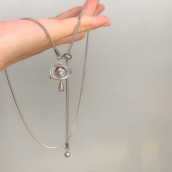 Κολιέ με έμπνευση από τον Κρόνο, γεωμετρικό σχέδιο, χειροποίητο, χαλκός με μενταγιόν από κράμα, INS στυλ, άνοιξη 2025