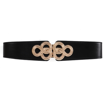 Ζώνη μέσης από τεχνητό δέρμα με αγκράφα από κράμα, κλείσιμο με αγκράφα, πλάτος άνω των 4 cm, υψηλή ελαστικότητα, για φορέματα και εξωτερικά ρούχα