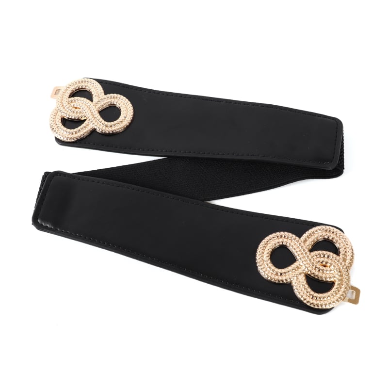 Ζώνη μέσης από τεχνητό δέρμα με αγκράφα από κράμα, κλείσιμο με αγκράφα, πλάτος άνω των 4 cm, υψηλή ελαστικότητα, για φορέματα και εξωτερικά ρούχα