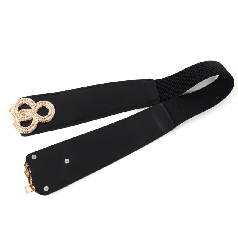 Ζώνη μέσης από τεχνητό δέρμα με αγκράφα από κράμα, κλείσιμο με αγκράφα, πλάτος άνω των 4 cm, υψηλή ελαστικότητα, για φορέματα και εξωτερικά ρούχα