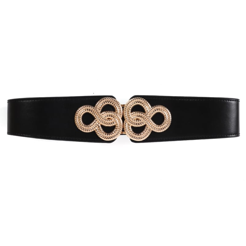 Ζώνη μέσης από τεχνητό δέρμα με αγκράφα από κράμα, κλείσιμο με αγκράφα, πλάτος άνω των 4 cm, υψηλή ελαστικότητα, για φορέματα και εξωτερικά ρούχα