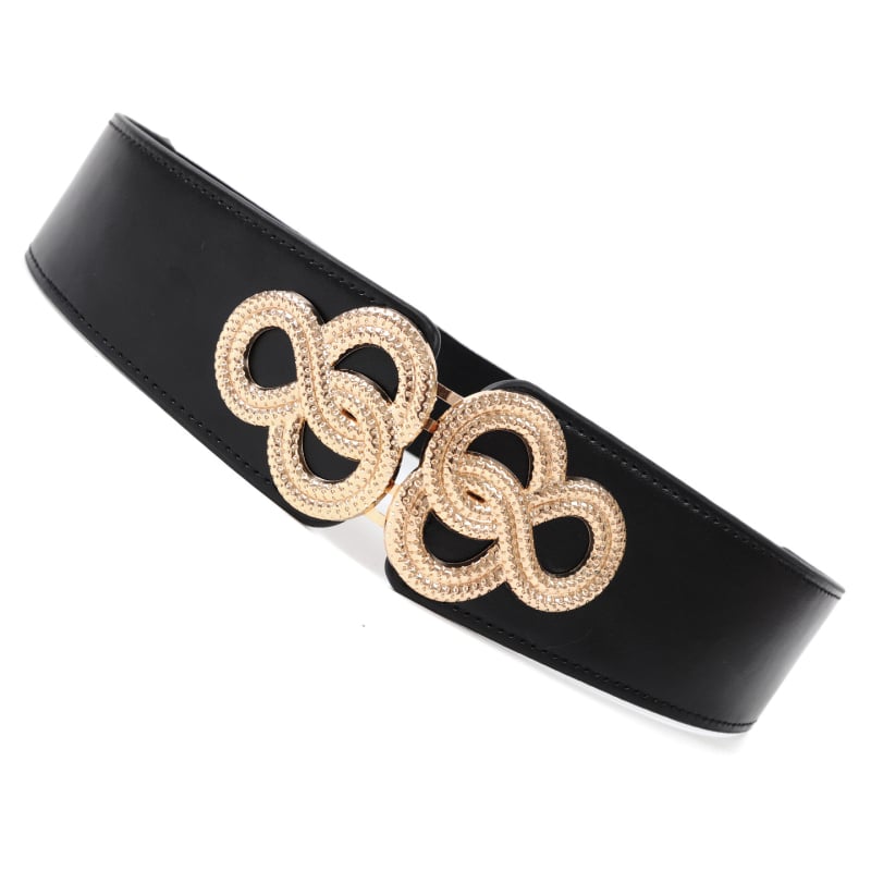 Ζώνη μέσης από τεχνητό δέρμα με αγκράφα από κράμα, κλείσιμο με αγκράφα, πλάτος άνω των 4 cm, υψηλή ελαστικότητα, για φορέματα και εξωτερικά ρούχα