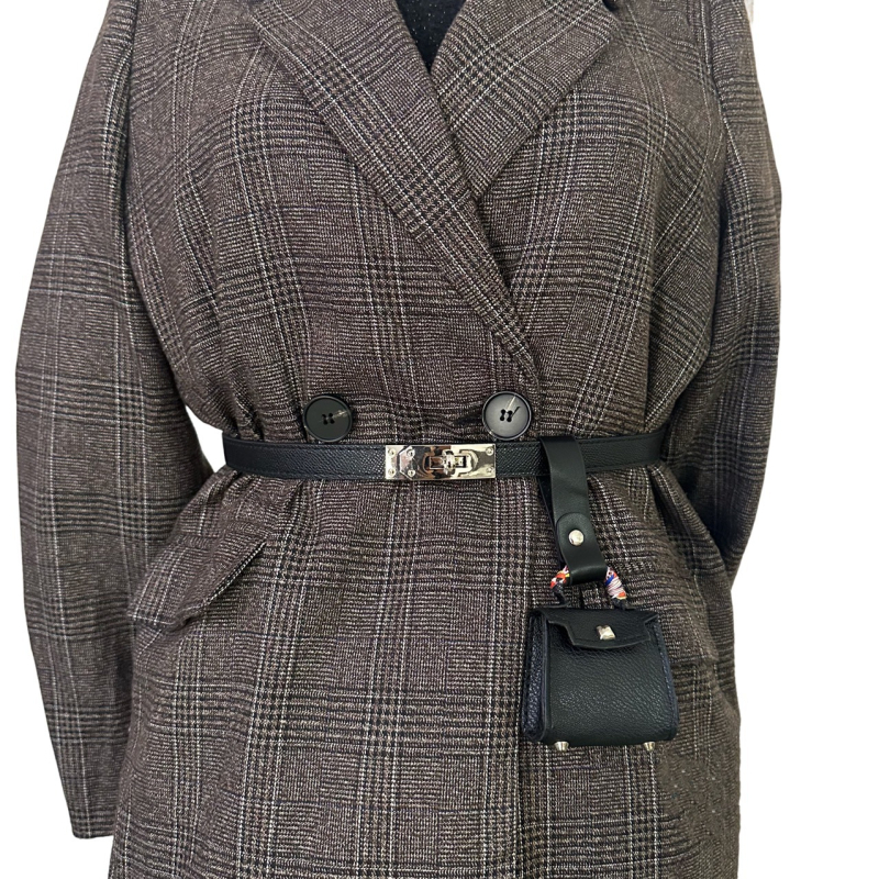 Γυναικεία ρυθμιζόμενη λεπτή ζώνη PU δέρμα με αλουμινένια αγκράφα, ζώνη μέσης, πλάτος κάτω των 2 εκ