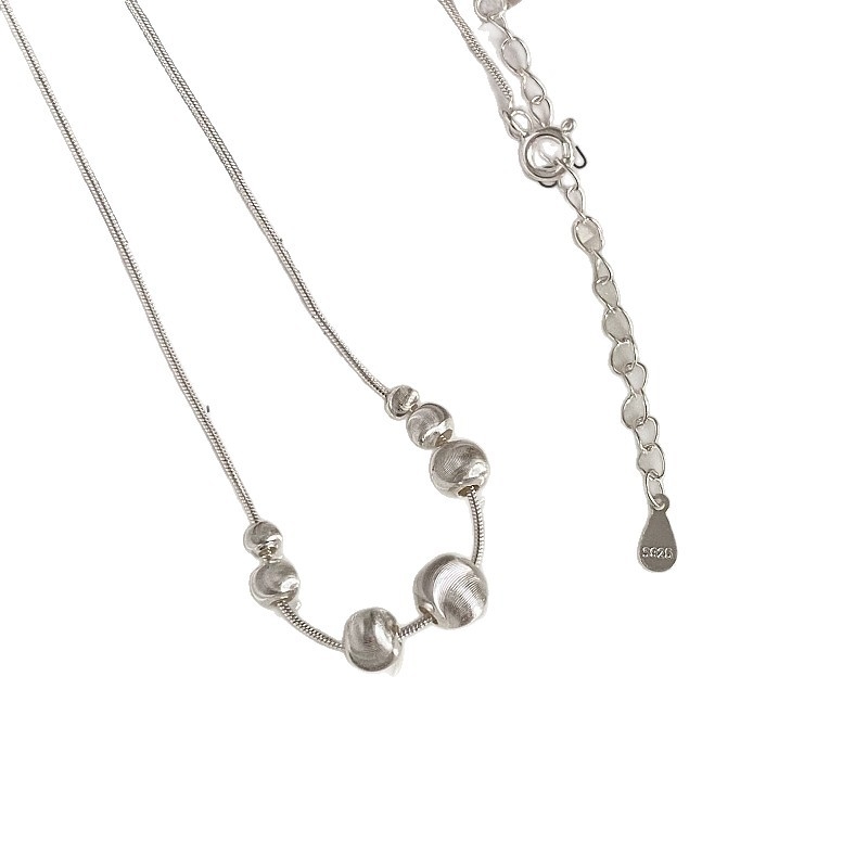 Colier: Argint 925 cu ochi de pisică pe lanț geometric șarpe, lucrat manual, cu mai multe straturi