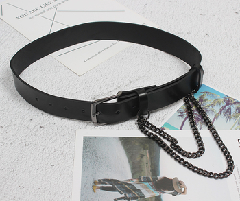 Γυναικεία ζώνη-αλυσσόζώνη με μεταλλικά στοιχεία, ρετρό-μοντέρνο ύφος (Υλικό: Αυθεντικό δέρμα; Κατασκευή: Διπλού στρώματος δέρμα αγελάδας; Τύπος ζώνης: Αλυσίδα)