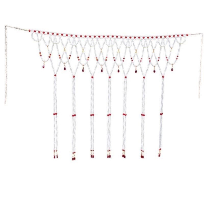 Αλυσίδα μέσης με μακριά φούντες και μαργαριτάρια, πλαστικό υλικό, διπλός δακτύλιος, 60–80 εκ, κομψή, προσαρμόσιμη