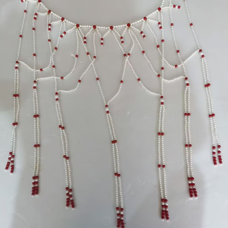 Hanfu pojasni lanac s dugim perlama i dugim resicama, dvostruki krug, elegantan stil, duljina 60–80 cm, proljeće 2024 izlazak