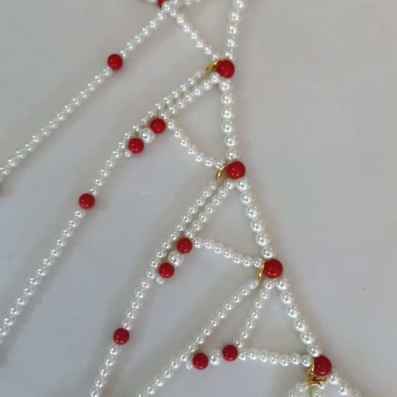 Hanfu pojasni lanac s dugim perlama i dugim resicama, dvostruki krug, elegantan stil, duljina 60–80 cm, proljeće 2024 izlazak
