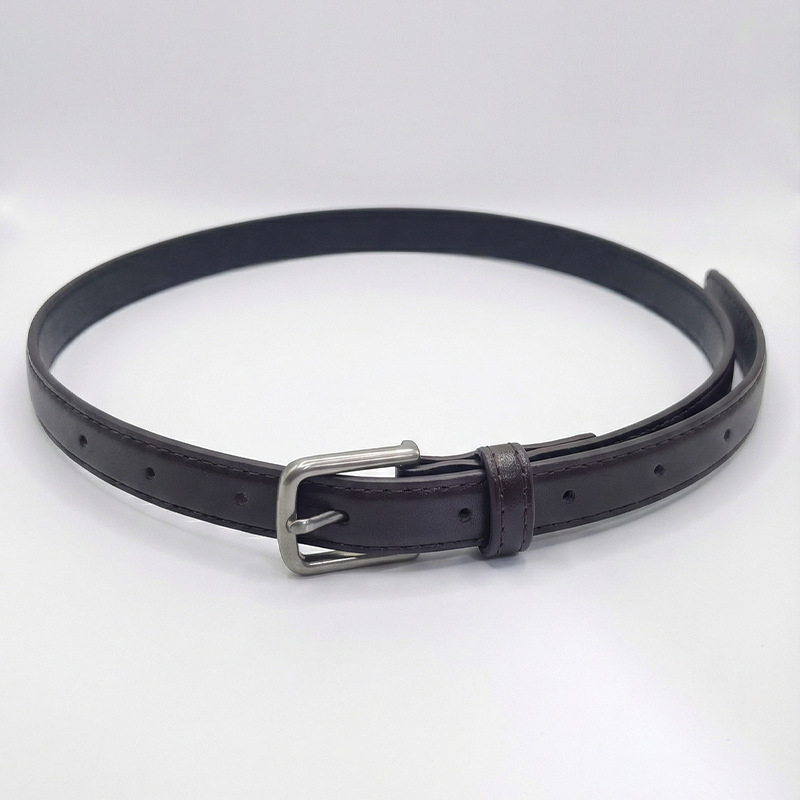Женски колан за рокля и дънки — PU материал, катарама от сплав, закопчаване с щифт, тънък стил, ширина под 2 см, електроплакиран