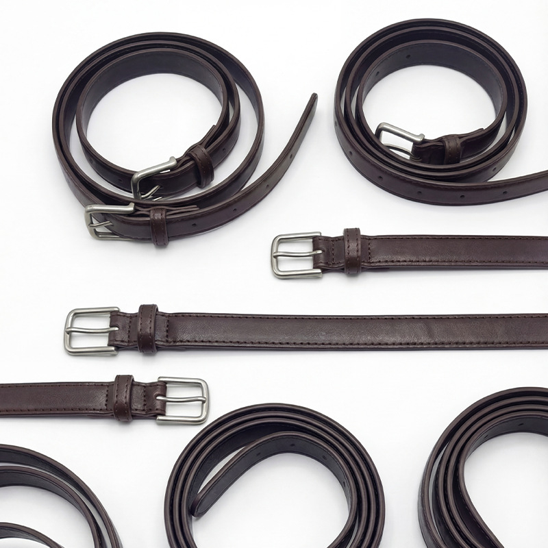 Женски колан за рокля и дънки — PU материал, катарама от сплав, закопчаване с щифт, тънък стил, ширина под 2 см, електроплакиран