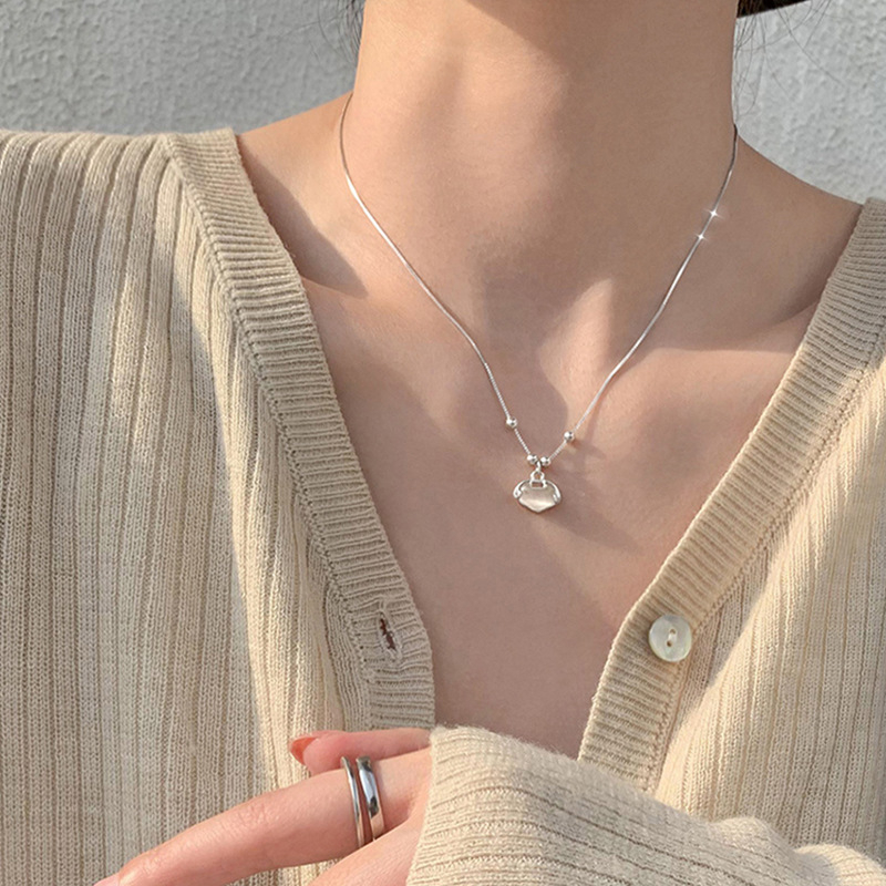 Κολιέ από 925 ασήμι, κινέζικου στυλ με μοτίβο σύννεφων, αλυσίδα με σταυρό, γυναικείο ρετρό κόσμημα