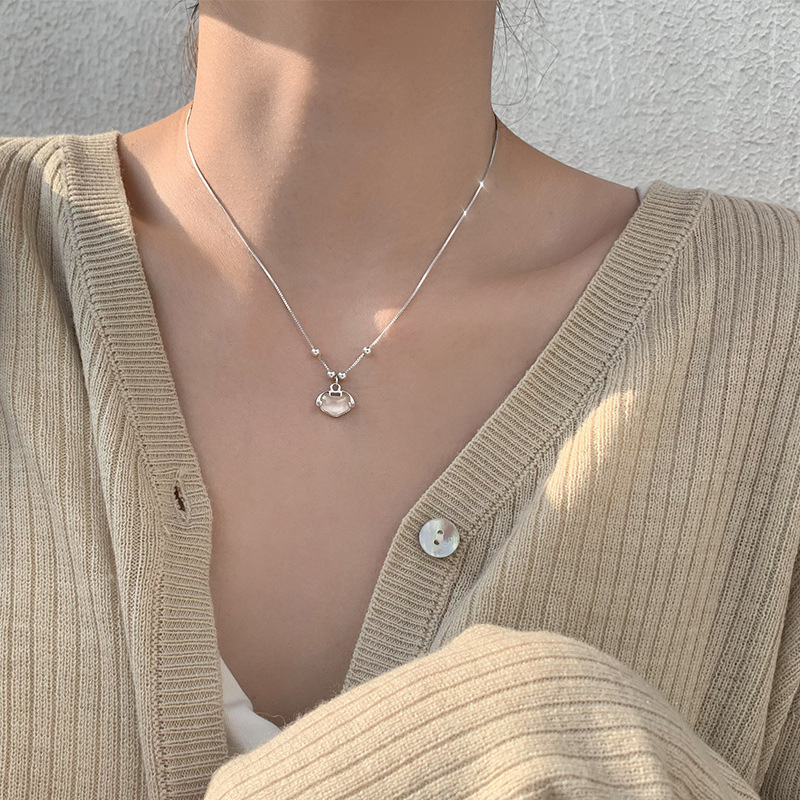 Κολιέ από 925 ασήμι, κινέζικου στυλ με μοτίβο σύννεφων, αλυσίδα με σταυρό, γυναικείο ρετρό κόσμημα