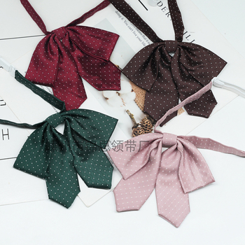 Fundă pentru guler cu floare – femei, stil coreean, tip săgeată, jacquard, poliester, model cu puncte