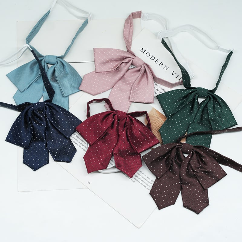 Fundă pentru guler cu floare – femei, stil coreean, tip săgeată, jacquard, poliester, model cu puncte