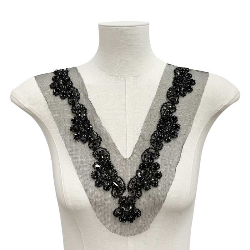 Dantelă din rayon, lucrată manual, cu mărgele și paiete, aplicație florală pentru haine de femei, rochii de mireasă, DIY