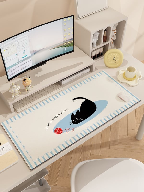 Covoraș de birou cu cățeluș desen animat, anti-derapant, piele, transfer termic