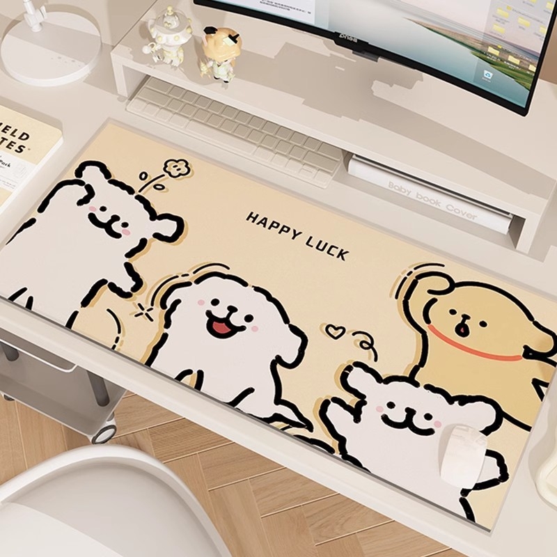 Covoraș de birou cu cățeluș desen animat, anti-derapant, piele, transfer termic