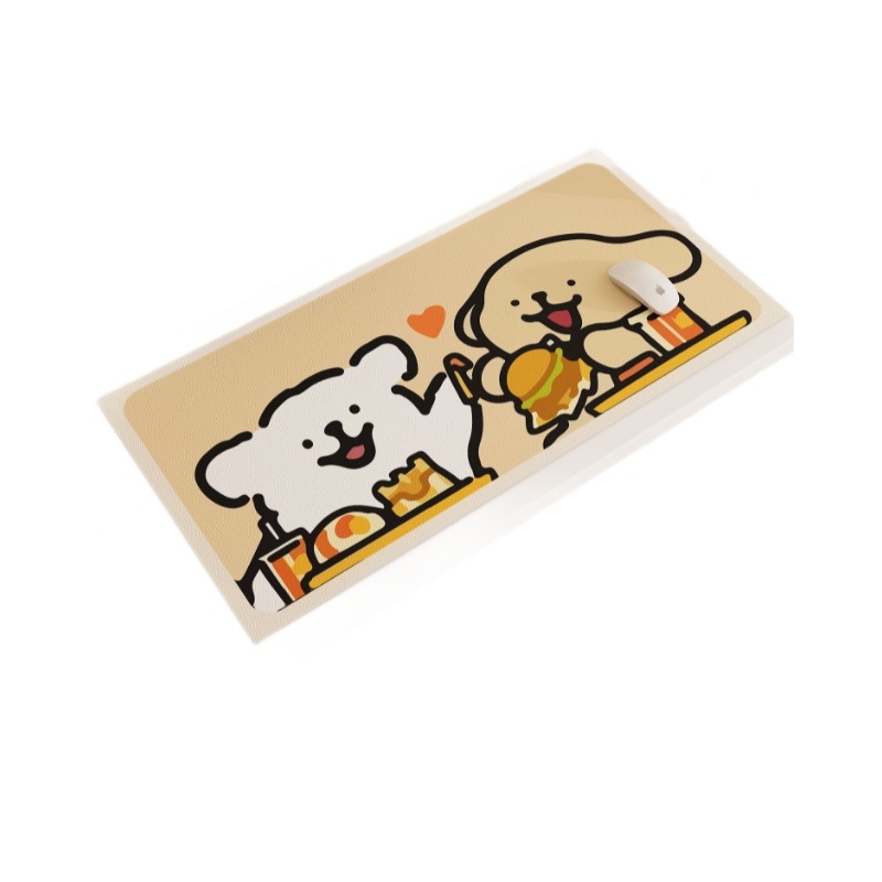 Covoraș de birou cu cățeluș desen animat, anti-derapant, piele, transfer termic