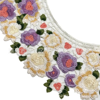 Декоративна фалшива яка в Mori стил с връзка и панделка, водоразтворима бродерия около деколтето.