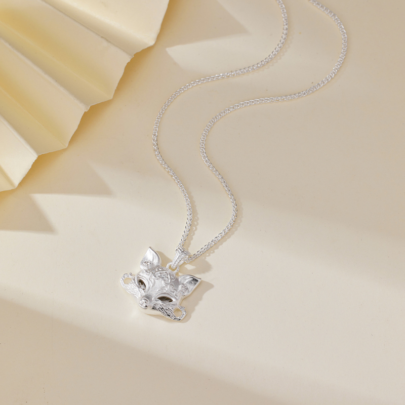 Κολιέ με μενταγιόν μάσκας αλεπούς με εννιά ουρές, χαλκός, σχήμα ζώου, φθινόπωρο 2025, Shantou