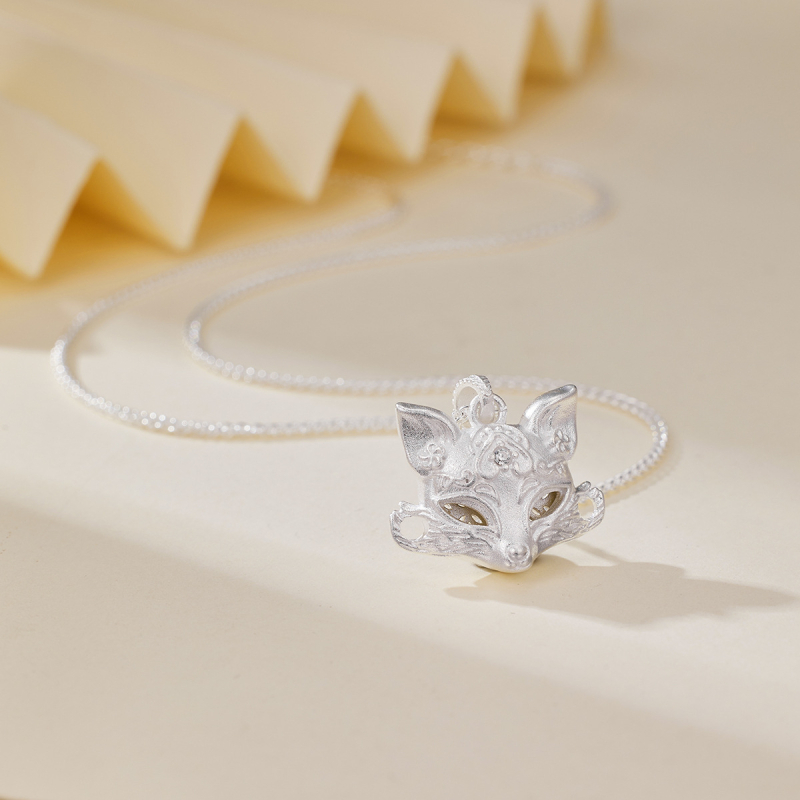 Κολιέ με μενταγιόν μάσκας αλεπούς με εννιά ουρές, χαλκός, σχήμα ζώου, φθινόπωρο 2025, Shantou