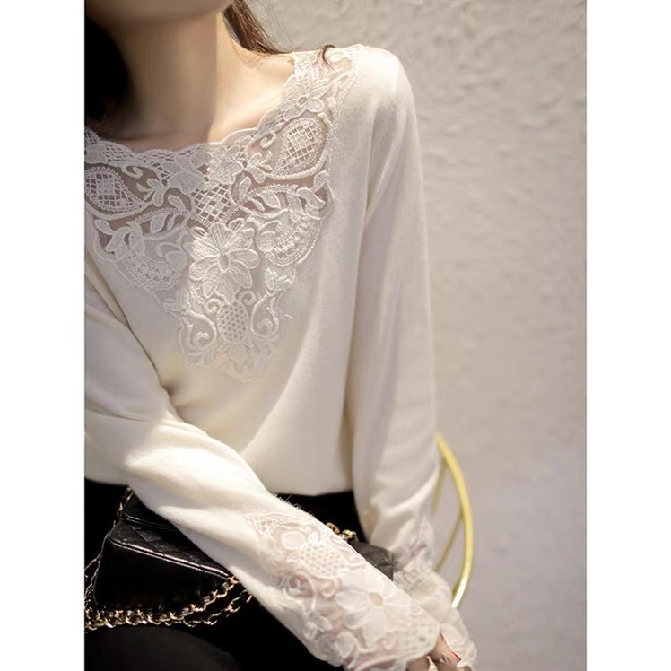 Set de guler cu broderie solubilă în apă, broderie perforată, guler din plasă și mâneci asortate pentru DIY față și spate