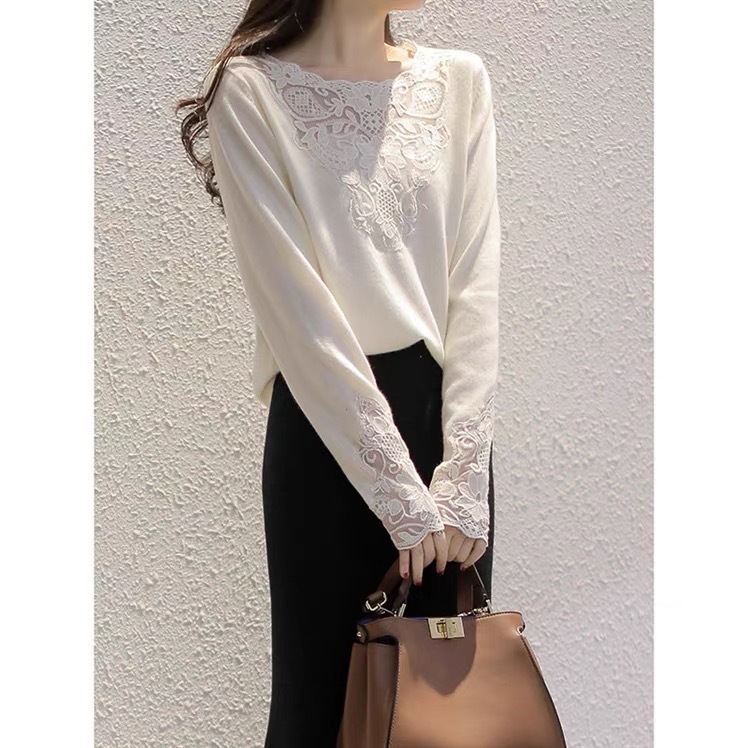 Set de guler cu broderie solubilă în apă, broderie perforată, guler din plasă și mâneci asortate pentru DIY față și spate