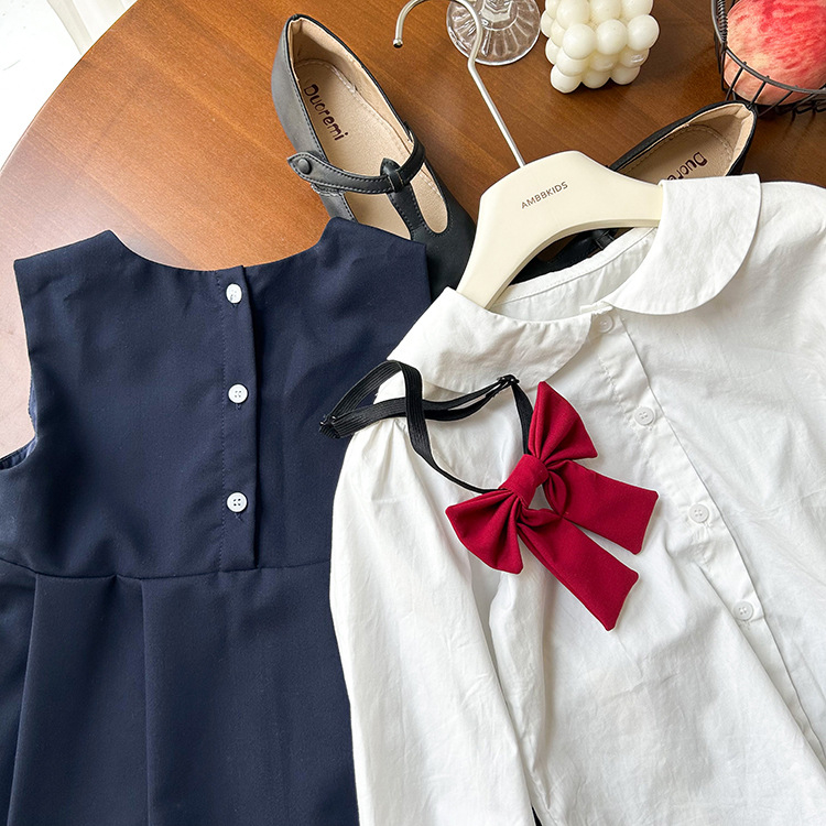 Accesoriu pentru păr pentru copii, funda cu floare pentru guler — material textil, model funda, elastic de păr