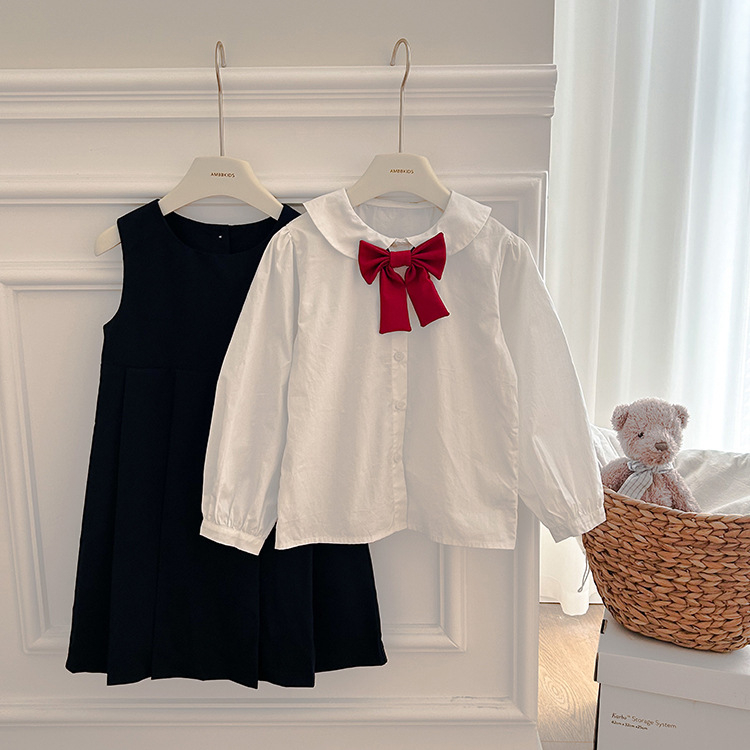 Accesoriu pentru păr pentru copii, funda cu floare pentru guler — material textil, model funda, elastic de păr