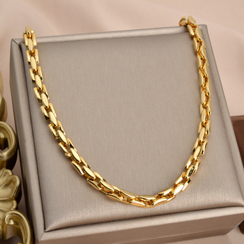 Nyaklánc rizsszem alakú lánccal, réz, elektroplattálás, stílus hideg szél, 2025 nyár