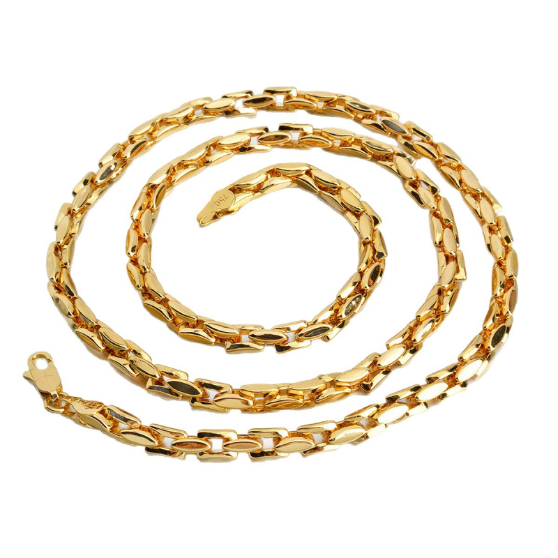 Nyaklánc rizsszem alakú lánccal, réz, elektroplattálás, stílus hideg szél, 2025 nyár