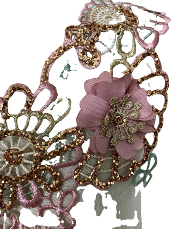 Csipkés gallér virággal — női ruházathoz, poliészter fonal, Dream Poem embroidery