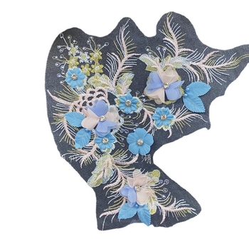 3D hímzett virágos gallér applikáció DIY ruházathoz | poliészter filamentum | Apricot Accessories