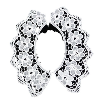 Tej-selyem dantellás gallér hímzett virággal, leválasztható, üreges dizájn