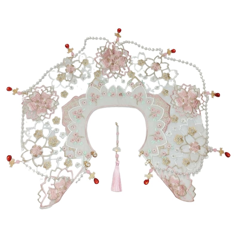 Hímzett zsinór díszítéssel és gyöngyökkel, virág motívum, poliészter fonalból, kínai stílusú ruhákhoz és gyermekruhákhoz