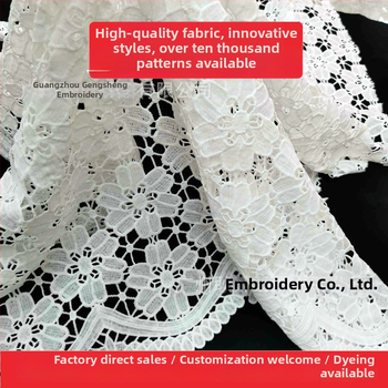 GS tej-selyem vízoldható csipke, hímzett gallér virággal – női ruházati kiegészítő