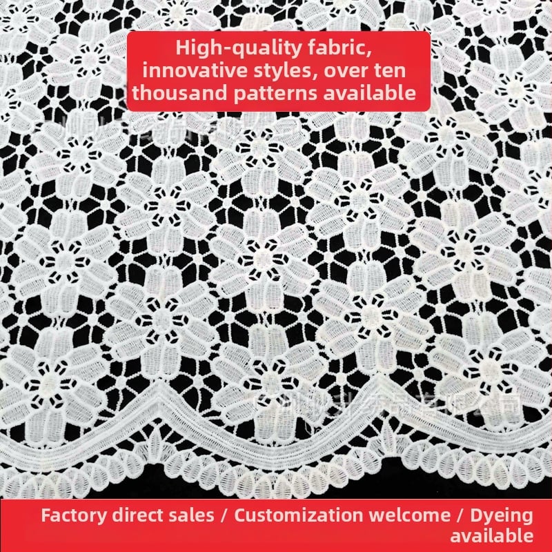 GS tej-selyem vízoldható csipke, hímzett gallér virággal – női ruházati kiegészítő