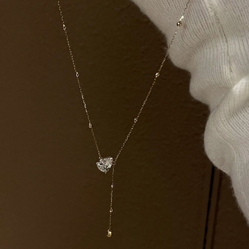 Κολιέ από χαλκό με κρεμαστό σχήματος σταγόνας νερού σε αλυσίδα κλειδιού – γεωμετρικός σχεδιασμός, ηλεκτροπλατινωμένος, μήκος 21–50 εκ, βάρος 10 g, για γυναίκες