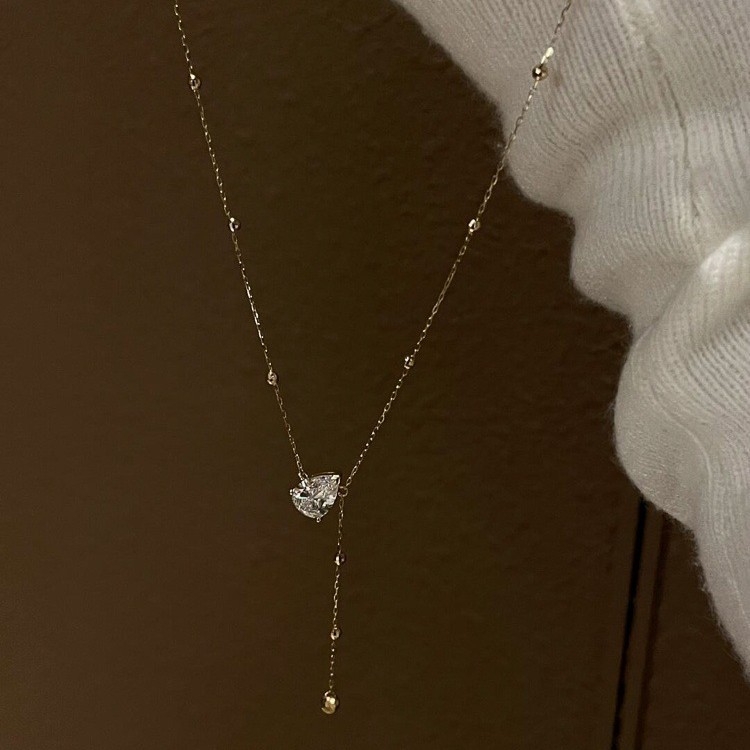 Κολιέ από χαλκό με κρεμαστό σχήματος σταγόνας νερού σε αλυσίδα κλειδιού – γεωμετρικός σχεδιασμός, ηλεκτροπλατινωμένος, μήκος 21–50 εκ, βάρος 10 g, για γυναίκες