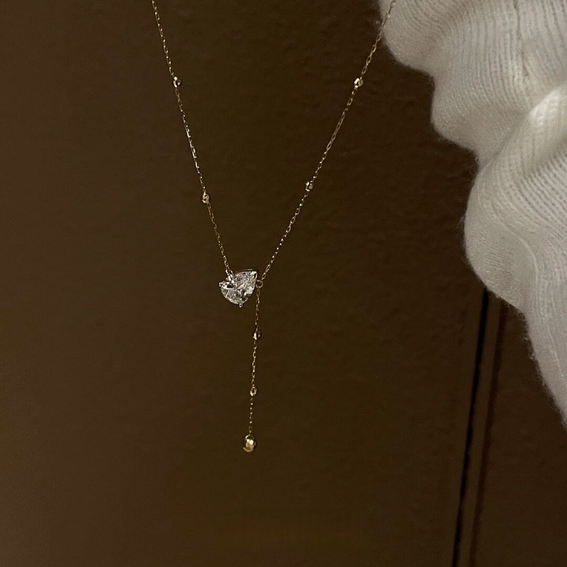 Κολιέ από χαλκό με κρεμαστό σχήματος σταγόνας νερού σε αλυσίδα κλειδιού – γεωμετρικός σχεδιασμός, ηλεκτροπλατινωμένος, μήκος 21–50 εκ, βάρος 10 g, για γυναίκες