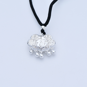 Colier din argint Sterling Jing yana – stil retro, pandantiv cu clopot norocos, procesare Seiko, șnur țesut