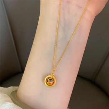 Réz medálos nyaklánc keresztes lánccal, geometriai forma, hossza 41–50 cm, ókori/irodalmi retro stílus.