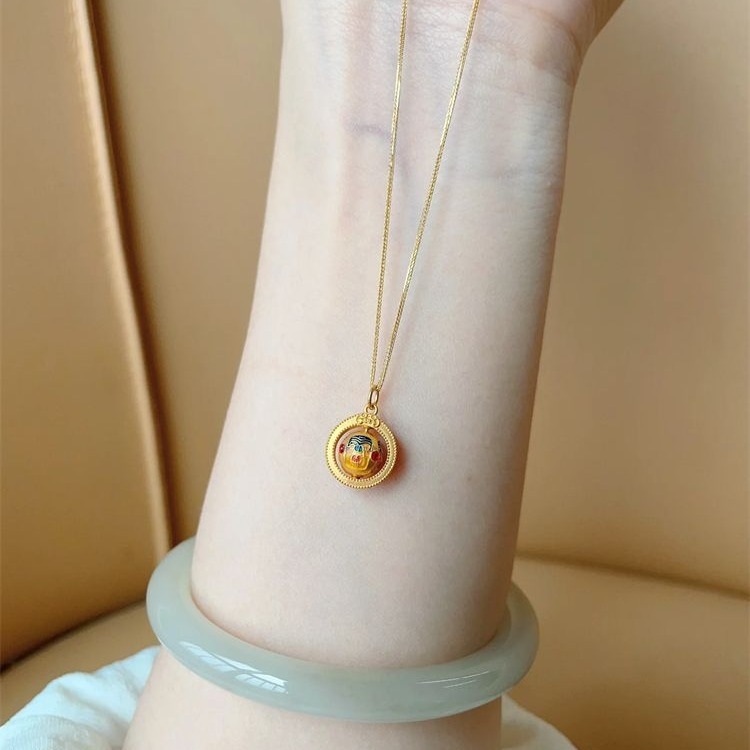 Réz medálos nyaklánc keresztes lánccal, geometriai forma, hossza 41–50 cm, ókori/irodalmi retro stílus.