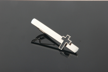 Клип за вратовръзка от мед с геометричен кръст дизайн, плоска глава, унисекс, епоксидно покритие